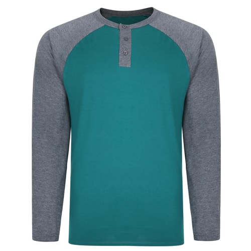 Bigdude Raglan Grandad Shirt Grün/Anthrazit